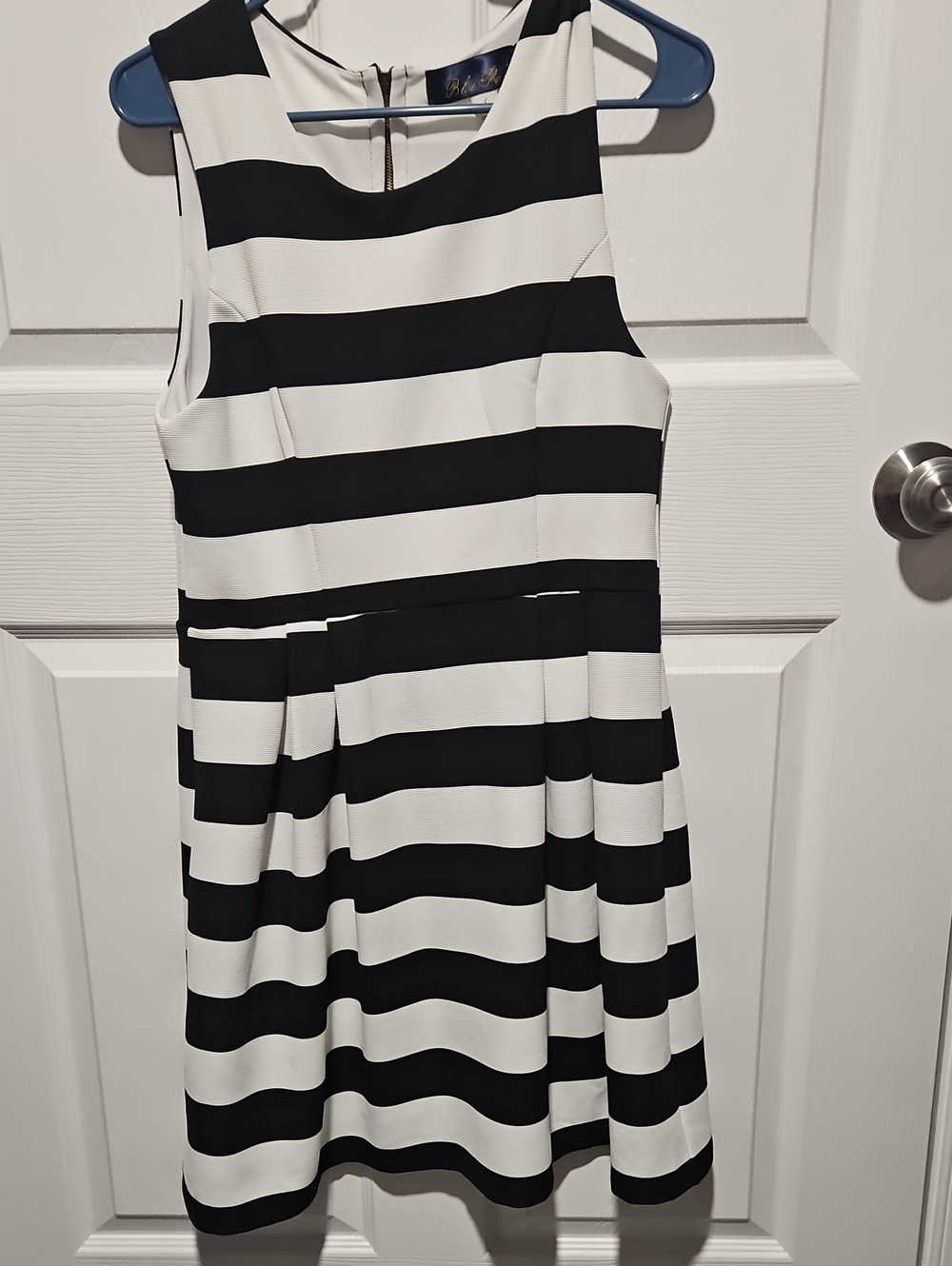 Blue Rain Black & White Striped Sleeveless Dress